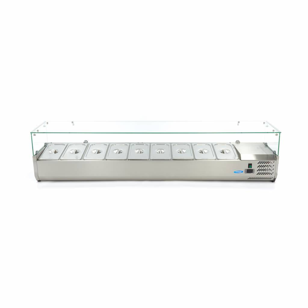 Réfrigérateur de préparation de comptoir - 200 cm - s'adapte à 9 x 1/3 GN