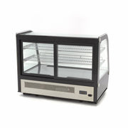 Vitrine à gâteaux réfrigérée Maxima de 160L avec portes coulissantes arrière, hauteur 88 cm, idéale pour pâtisseries.