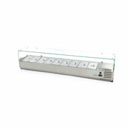 Réfrigérateur de préparation de comptoir MAXIMA, 200 cm, s'adapte à 9 bacs 1/3 GN, température réglable, idéale pour cuisine professionnelle