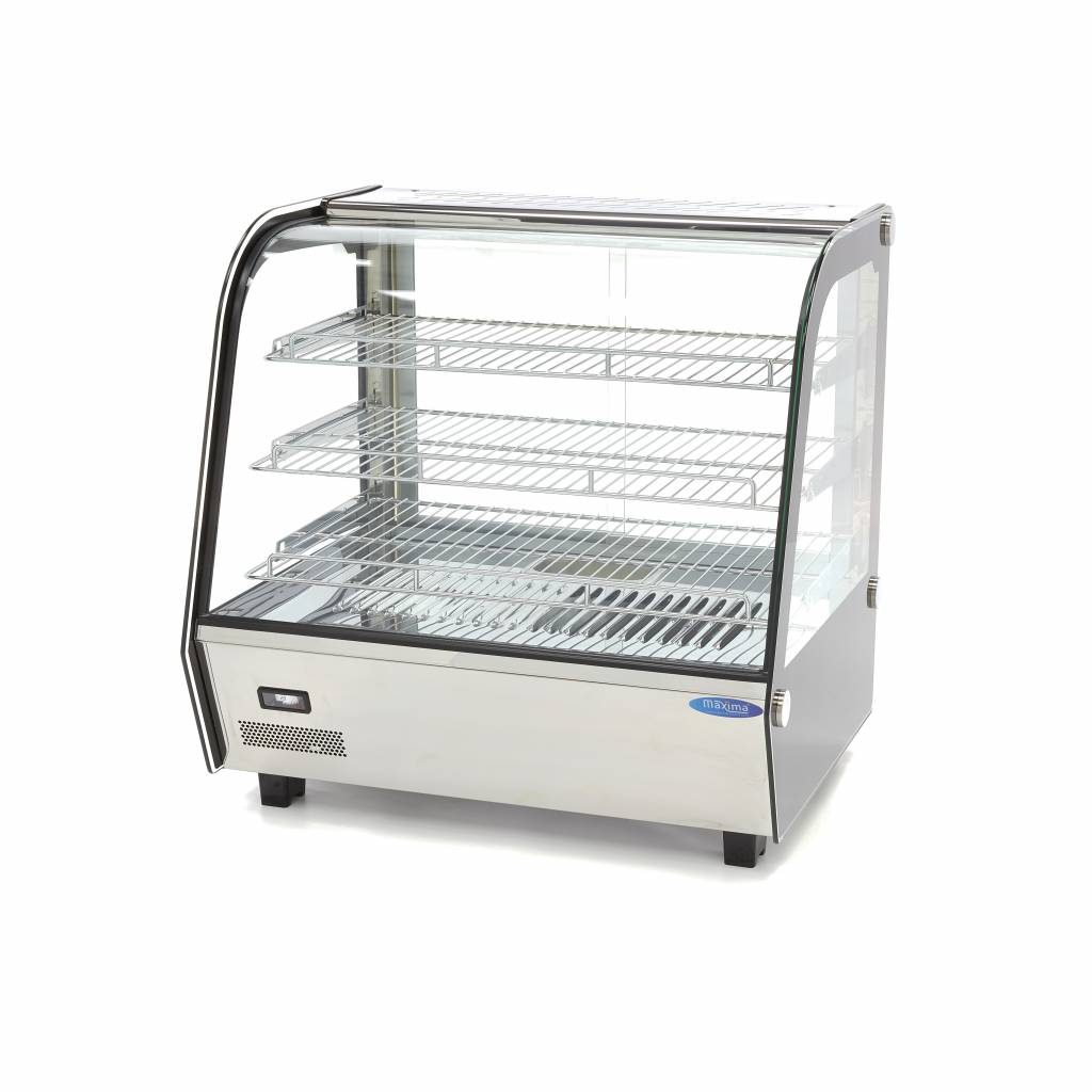 Vitrine chaude MAXIMA de 120 L avec 3 étagères en verre, dimensions 67,8 cm, pour présentation de produits chauds.