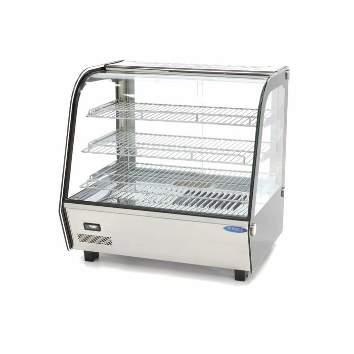 Vitrine chaude Maxima de 120 L avec 3 étagères en verre, chauffe pour garder aliments au chaud, dimensions 67,8 cm.