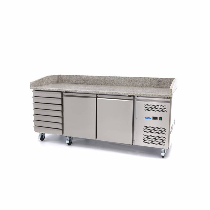 Réfrigérateur pour la préparation des pizzas - 202 cm - 2 portes - 7 tiroirs