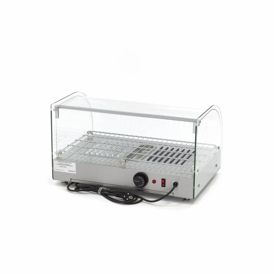 Vitrine chauffante Maxima de 25 L avec étagère, en verre et métal, idéale pour présenter des aliments chauds.