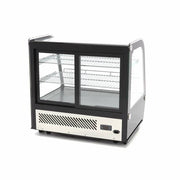 Vitrine à gâteaux réfrigérée Maxima de 120 L avec portes coulissantes arrière, longueur de 70 cm, idéale pour présentation.