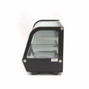 Vitrine à gâteaux Maxima réfrigérée de 160L avec portes coulissantes arrière, hauteur 88 cm, vitrine pour pâtisserie.