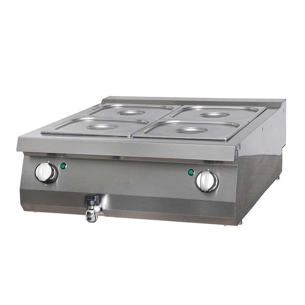 Bain-marie électrique double ligne de cuisson 700 Maxima, profondeur 70 cm, robuste et professionnel pour cuisine.