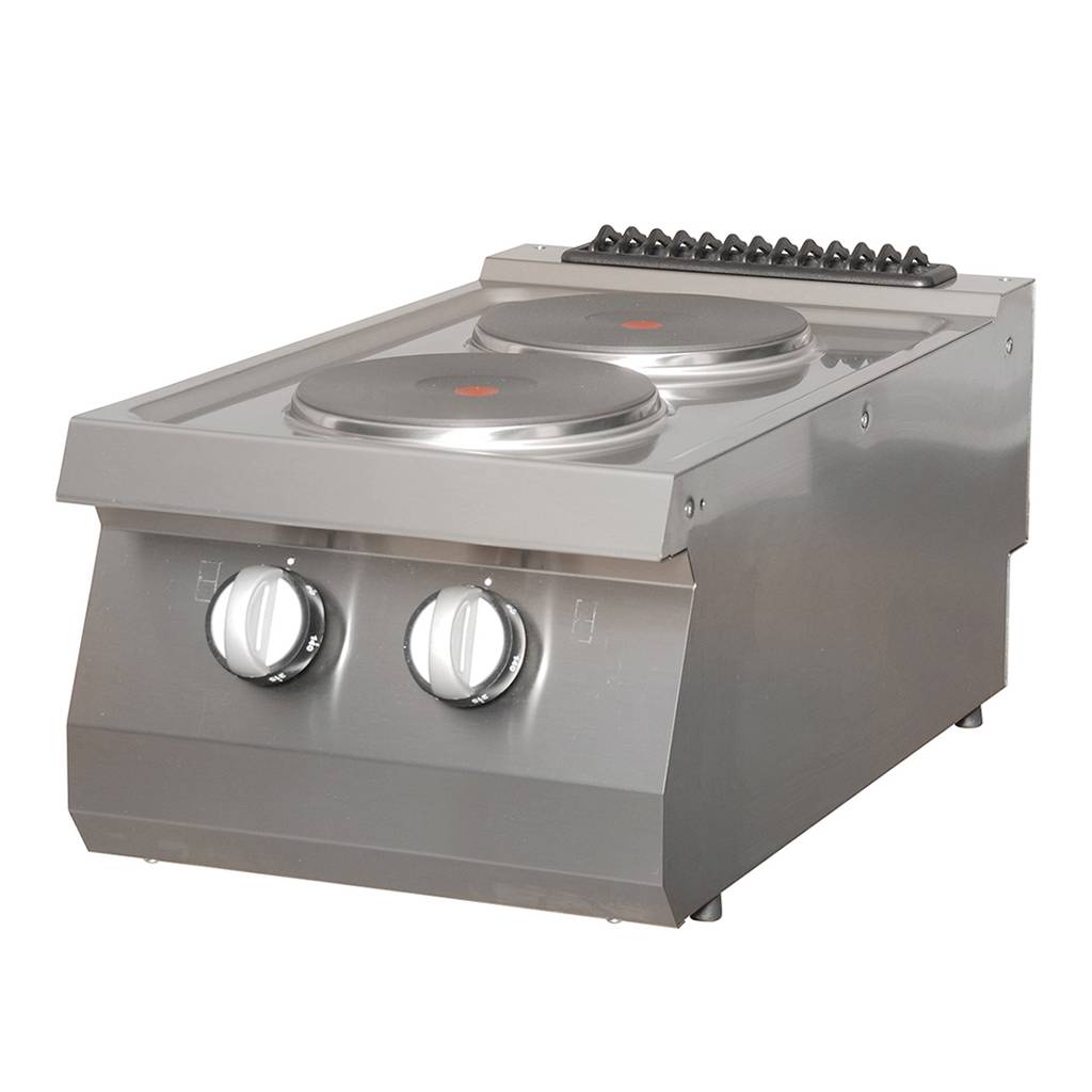 Plaque de cuisson électrique Maxima, ligne de cuisson 700, 2 brûleurs, unité simple, profondeur 70 cm, robuste et pratique.