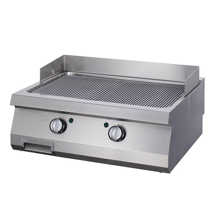 Plaque de gril en chrome rainuré pour ligne de cuisson électrique Maxima, unité double, profondeur 70 cm.