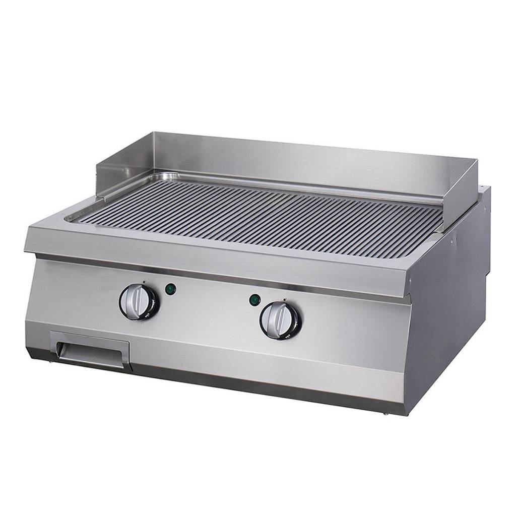 Plaque de gril électrique Maxima pour ligne de cuisson 700, rainurée, double unité, profondeur 70 cm, idéale pour cuisson intensive.
