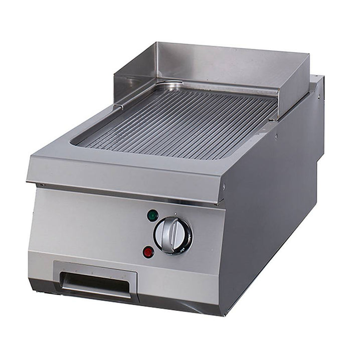 Plaque de gril électrique Maxima, ligne de cuisson 700, en chrome rainuré, profondeur 70 cm, unité simple, robuste pour cuisson.
