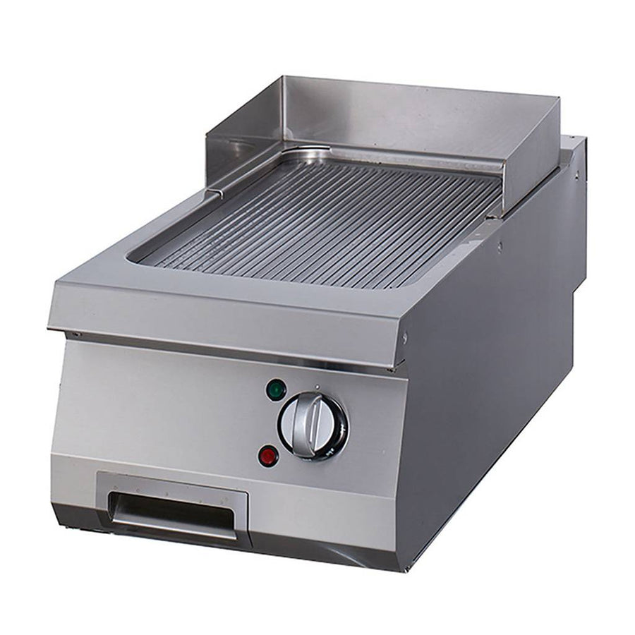 Plaque de gril électrique Maxima, ligne de cuisson 700, en chrome rainuré, profondeur 70 cm, unité simple, robuste pour cuisson.