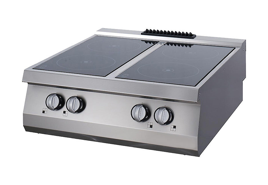 Cuisinière infrarouge électrique Maxima, ligne de cuisson 700, 4 brûleurs, unité double, profondeur 70 cm, robuste et moderne.