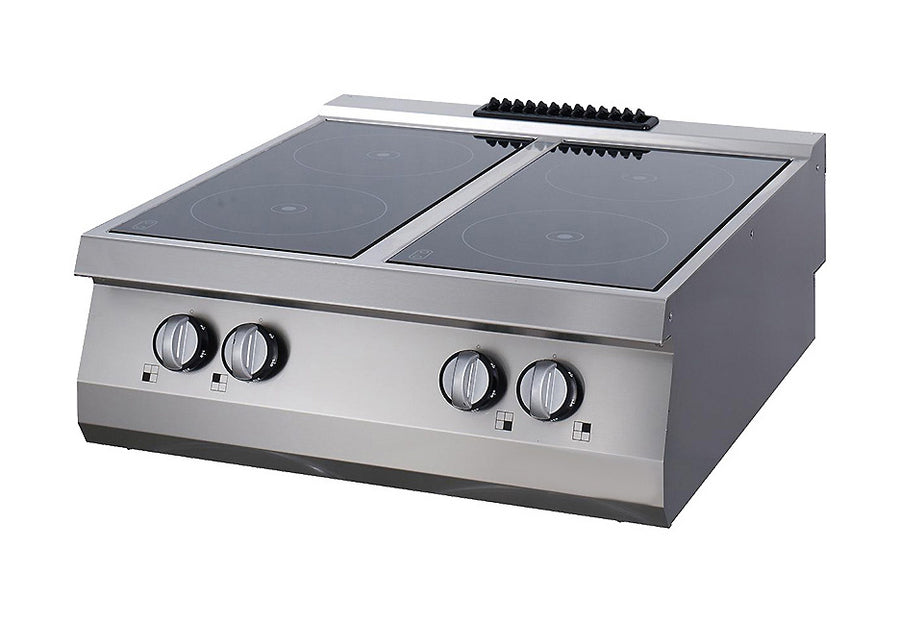 Cuisinière infrarouge électrique Maxima, ligne de cuisson 700, 4 brûleurs, unité double, profondeur 70 cm, robuste et moderne.