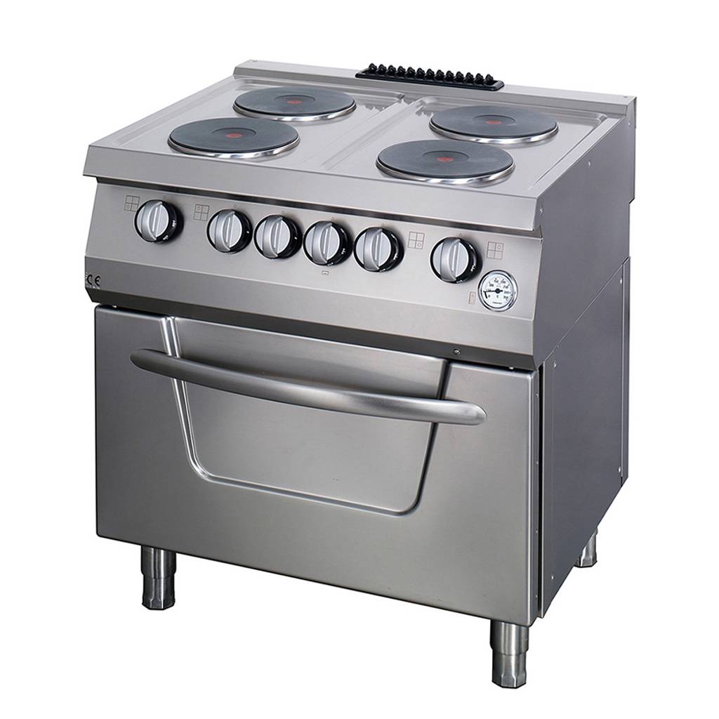 Four électrique Maxima Ligne de cuisson 700 avec unité double, 4 brûleurs, four intégré, profondeur 70 cm, robuste et pratique.