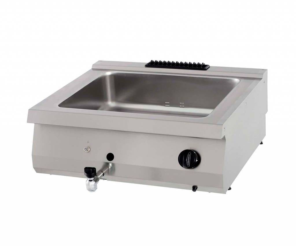 Bain-marie professionnel Maxima double unité, profondeur 70 cm, pour cuisson au gaz, ligne de cuisson 700, en acier inoxydable.