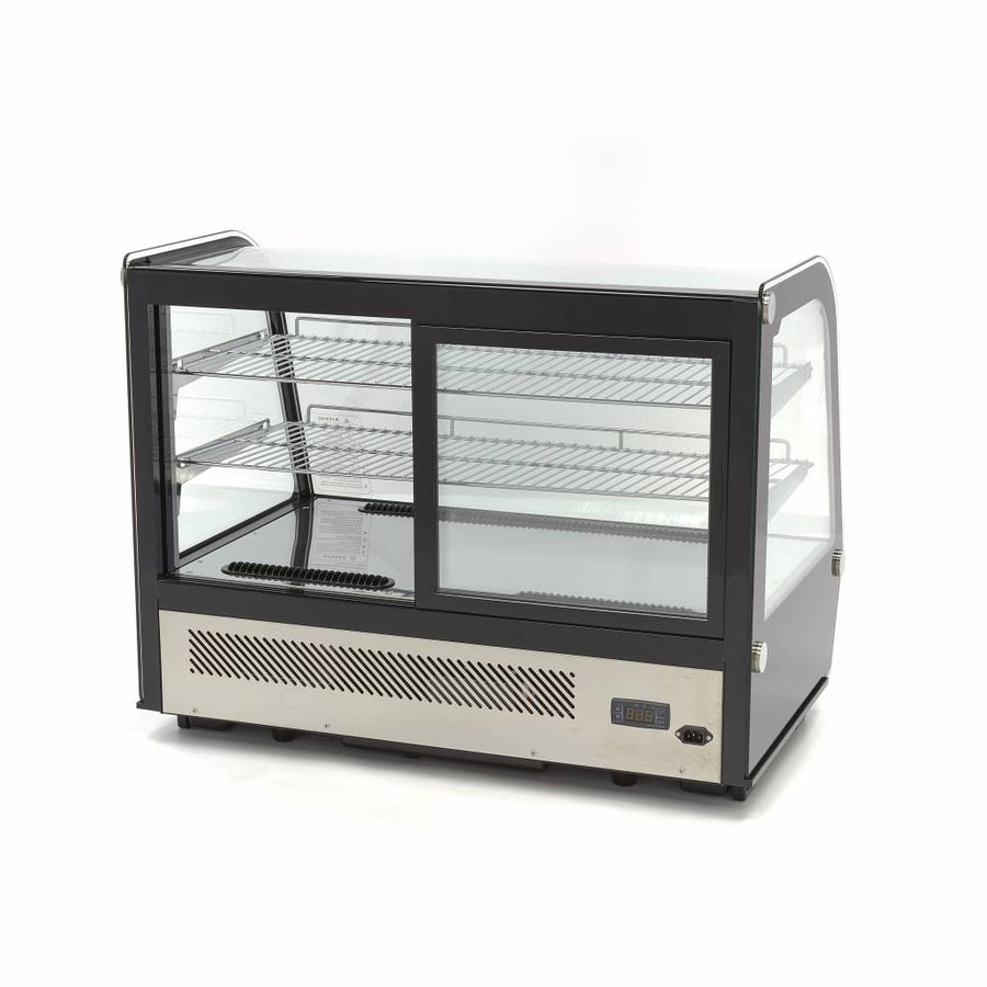 Vitrine à gâteaux réfrigérée Maxima, 160 L, 88 cm, portes coulissantes arrière, vitrine pour pâtisserie et desserts