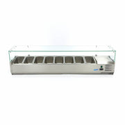 Vitrine froide Maxima pour préparation de comptoir, 180 cm, adaptée à 8 contenants GN 1/3, en acier inoxydable.