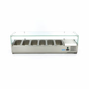 Vitrine froide Maxima pour préparation avec 6 conteneurs GN de 1/3, réfrigérateur de comptoir de 150 cm.