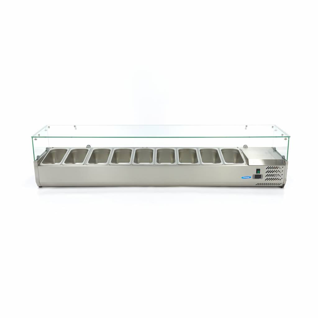 Réfrigérateur de préparation de comptoir - 200 cm - s'adapte à 9 x 1/3 GN