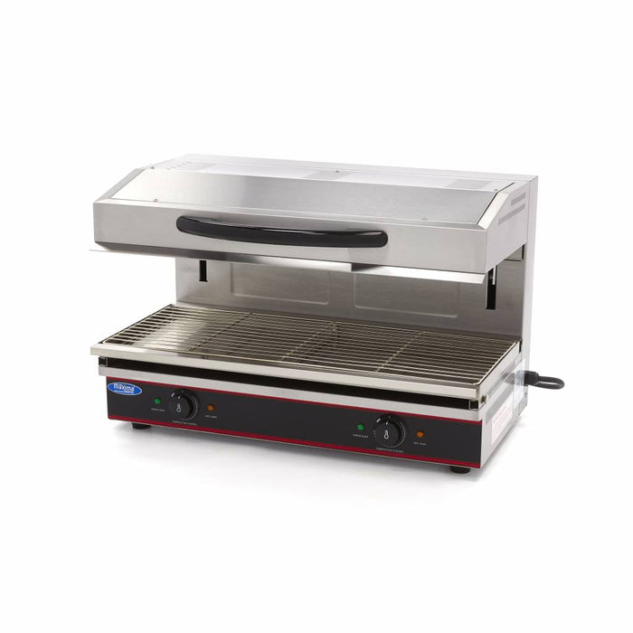 Grill salamandre Maxima de 79x32 cm, 5600W avec élévateur pour cuisson précise, en métal robuste.