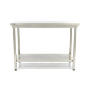 Table en acier inoxydable Maxima, table de travail 200x60 cm, hauteur réglable avec étagère de rangement.