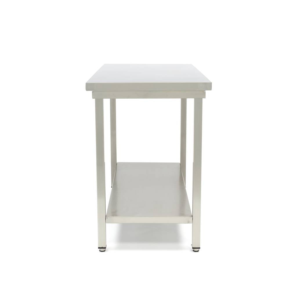 Table en acier inoxydable Maxima, table de travail carrée 60x60 cm, hauteur réglable avec étagère de rangement.