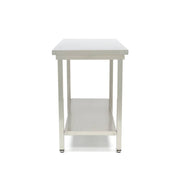 Table en acier inoxydable Maxima, surface de 100x60 cm, hauteur réglable avec étagère de rangement, pour espace de travail.