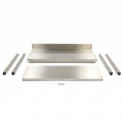 Table en acier inoxydable Maxima, 80x70 cm, hauteur réglable avec dosseret, surface résistante et moderne pour l'industrie ou la cuisine.