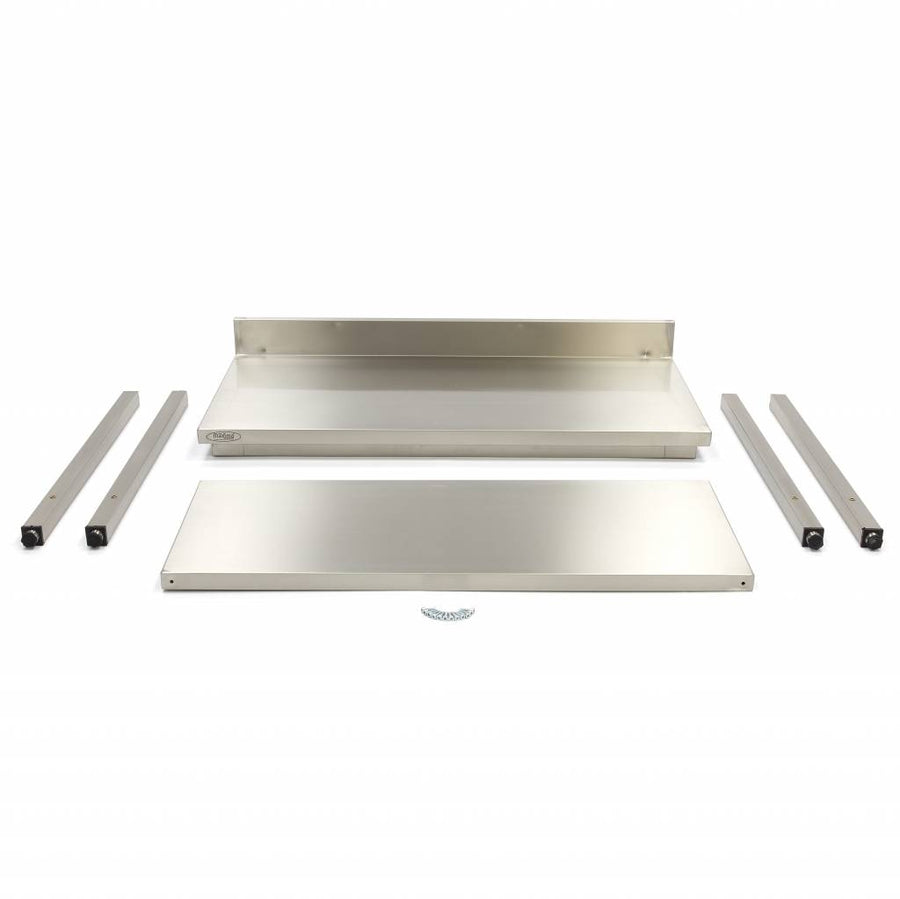 Table en acier inoxydable - 120 x 70 cm - hauteur réglable - avec dosseret