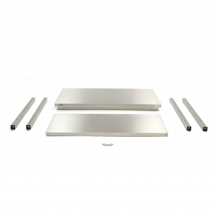 Table en acier inoxydable - 180 x 60 cm - hauteur réglable - avec étagère de rangement