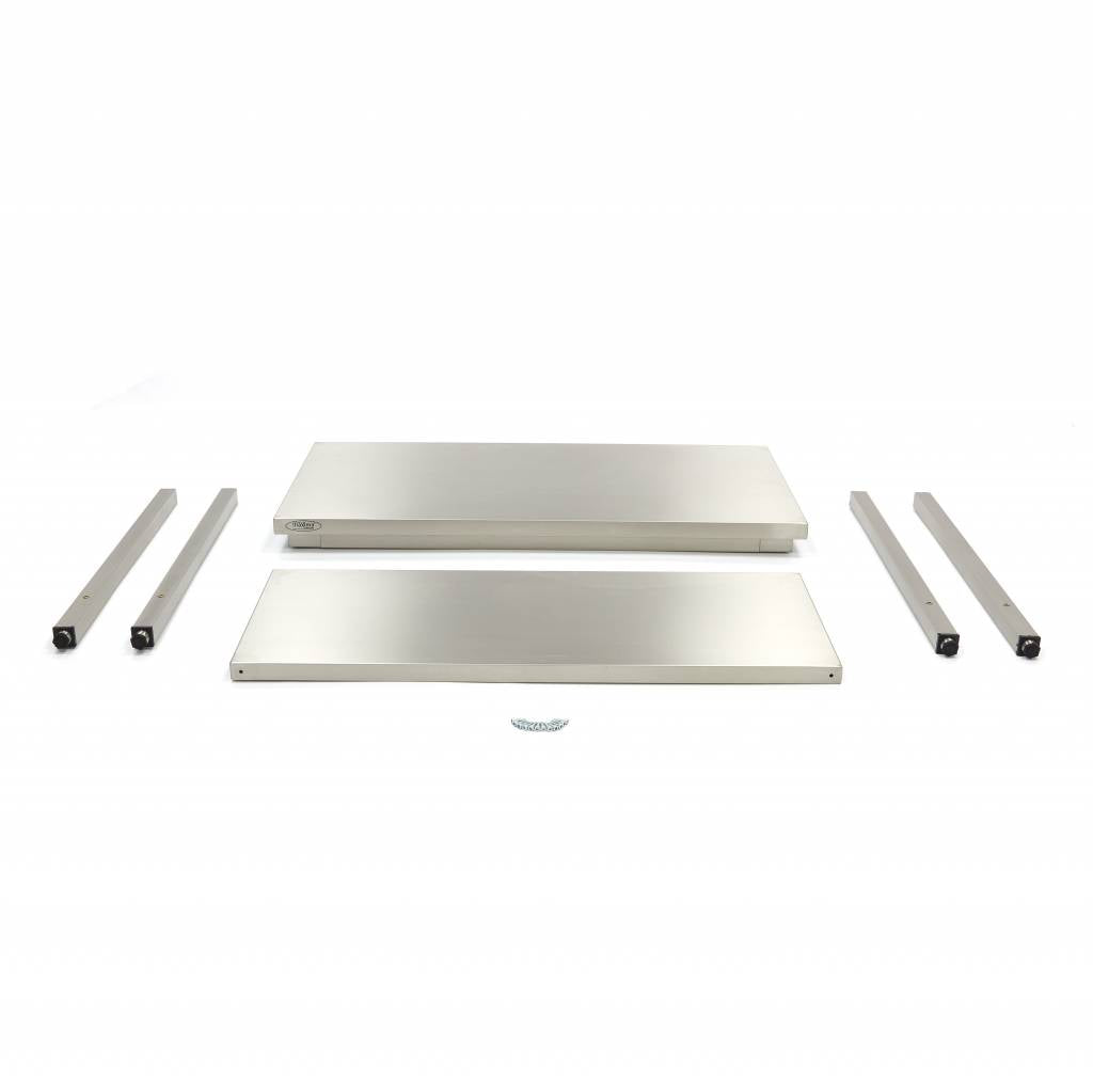 Table en acier inoxydable Maxima, table de travail réglable 200 x 60 cm avec étagère de rangement, surface en inox durable.