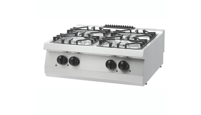 Cuisinière professionnelle Maxima Ligne de cuisson 700, four à gaz, 4 brûleurs, profondeur 70 cm, puissance 27 kW, unité double