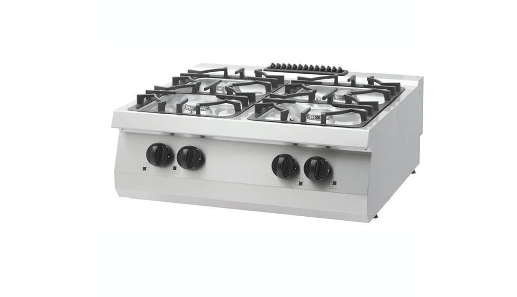 Cuisinière professionnelle Maxima Ligne de cuisson 700, gaz, 4 brûleurs, unité double, profondeur 70 cm, puissance 30 kW.