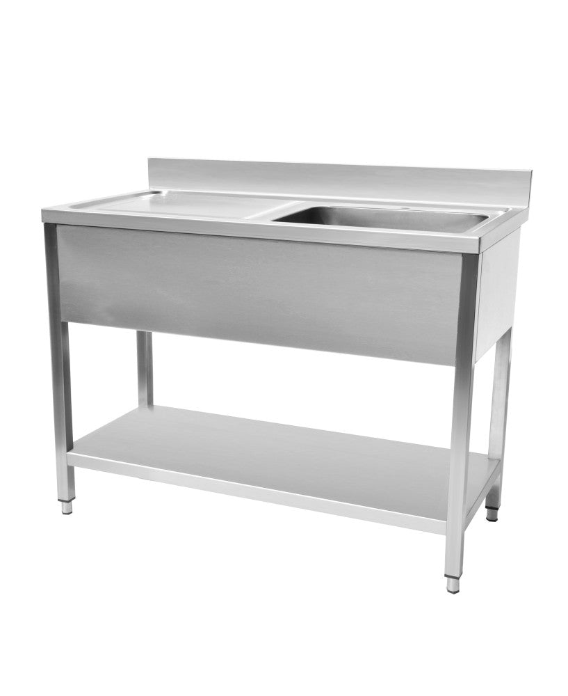 Plonge en inox neutre Cuistance, dimensions 1000 x 600 x 950 mm, surface en acier inoxydable brillante.