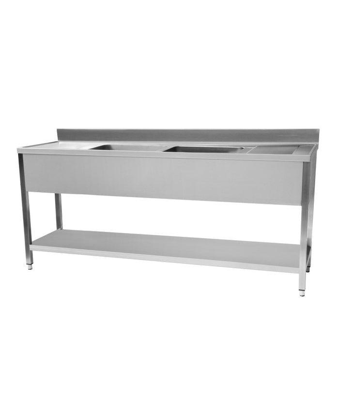 Lavage en inox neutre de 2000x700x950 mm, structure en acier inoxydable, conçu par Cuistance.
