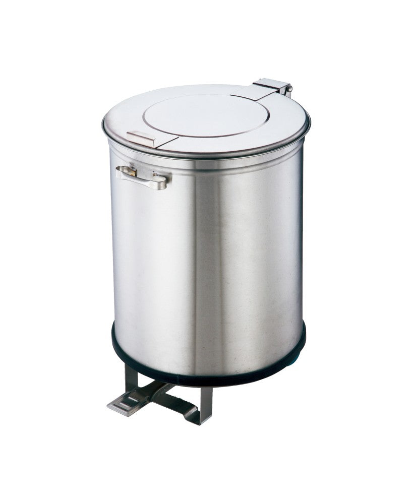 Poubelle en inox neutre de 450 mm de longueur et 730 mm de hauteur, fabriquée par Cuistance, pour déchets domestiques ou professionnels.