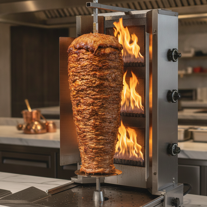 Gril à kebab à pierre de lave professionnel – 40 kg – moteur bas