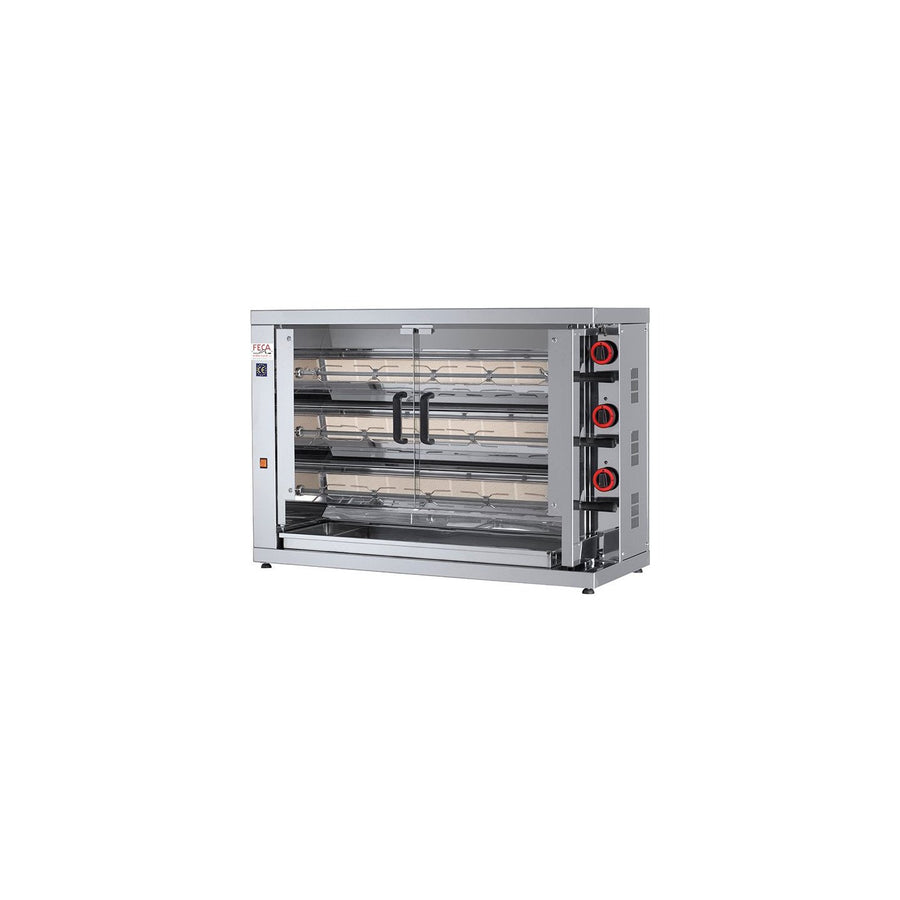 Rôtissoire professionnelle à gaz 3-15 EKO - 3 broches / 15 à 18 poulets - FECA