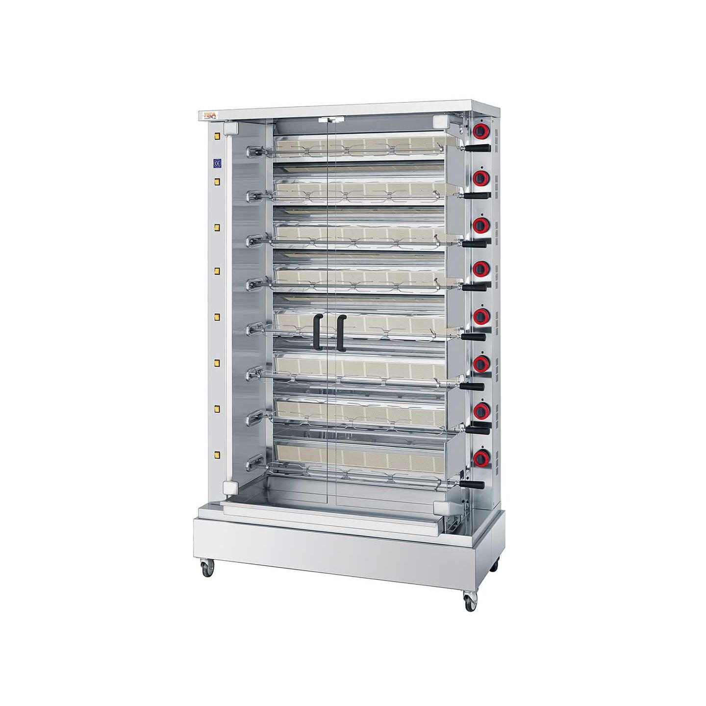 Rôtissoire professionnelle à gaz INDES 8 - 8 broches indépendantes / 48 poulets - FECA