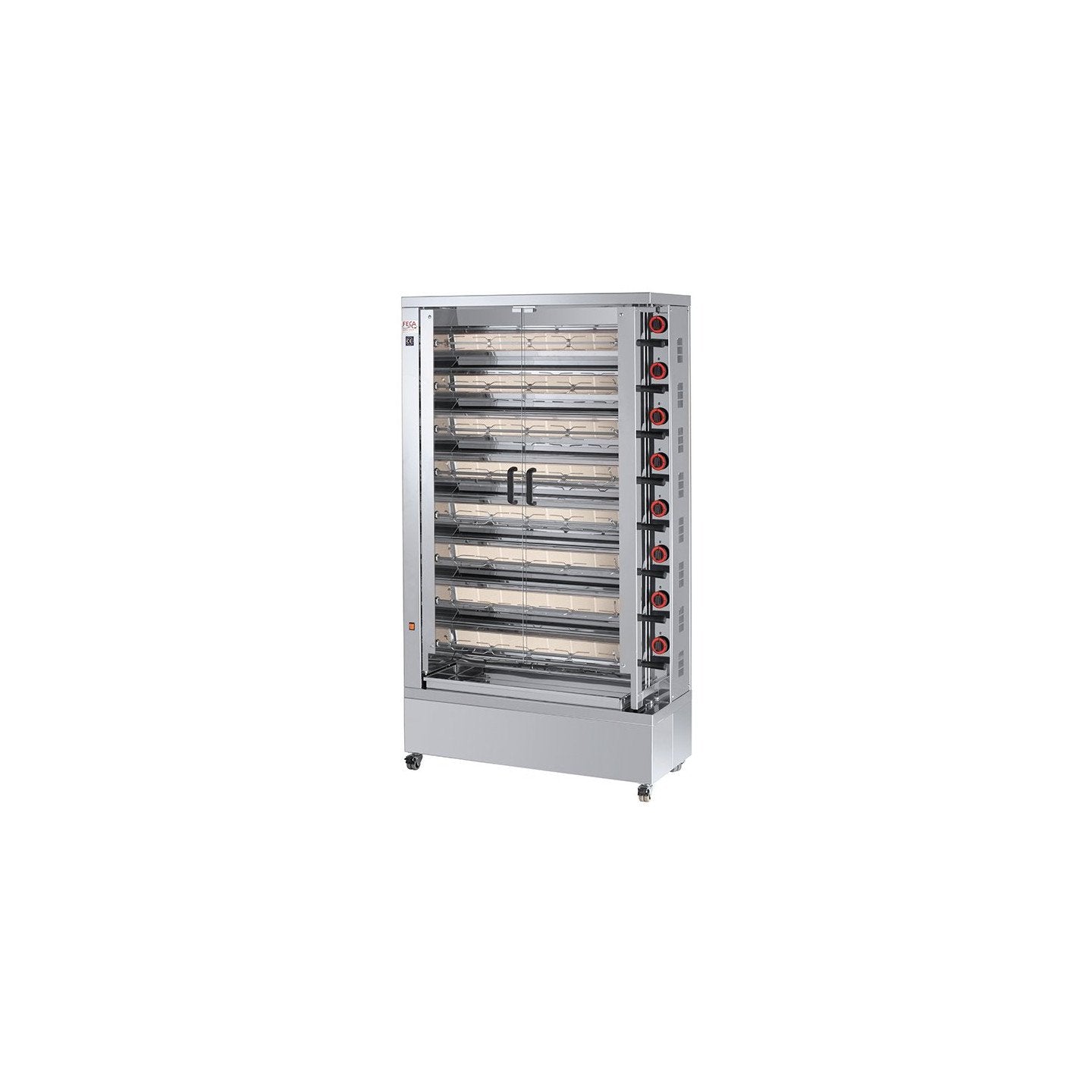 Rôtissoire professionnelle vitrocéramique 8-40 EKO-V - 8 broches / 32 à 48 poulets - FECA