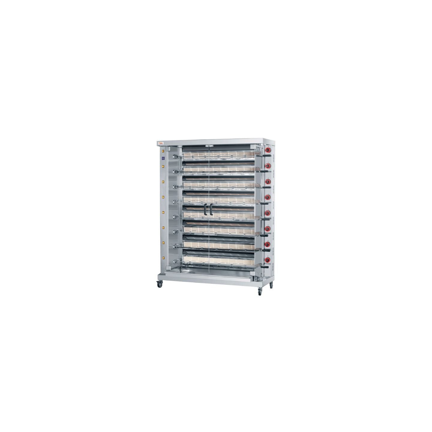 Rôtissoire professionnelle XL à gaz INDES XL 8 - 8 broches indépendantes / 56 à 64 poulets - FECA