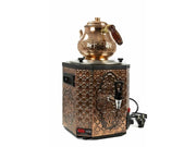 Samovar en inox professionnel SGS Gastro de 3L avec théière en cuivre, pour préparation de thé chaud et traditionnel.