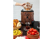 Samovar en inox professionnel SGS Gastro avec théière en cuivre, 3 L, 900 W, pour infusion de thé élégante et efficace.