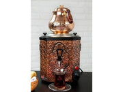 Samovar en inox SGS Gastro de 3L avec théière en cuivre, pour servir thé chaud dans un style traditionnel.