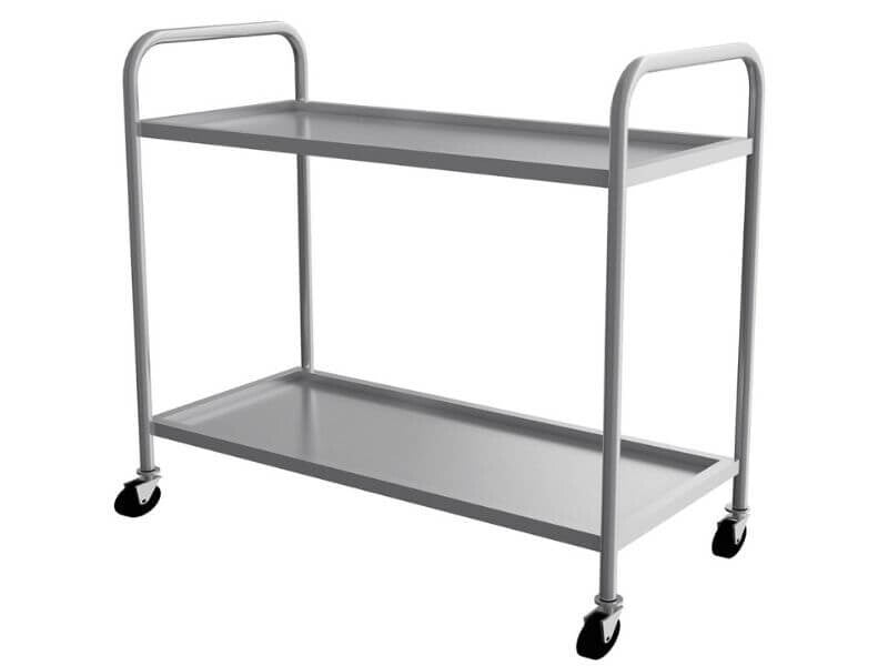 Chariot de service inox – 2 niveaux – charge 80 kg