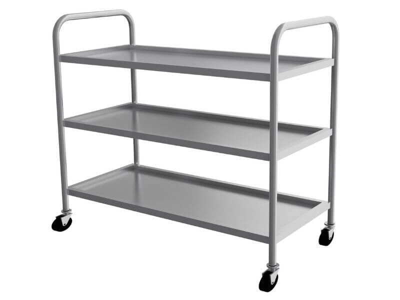 Chariot de service inox – 3 niveaux – charge 120 kg