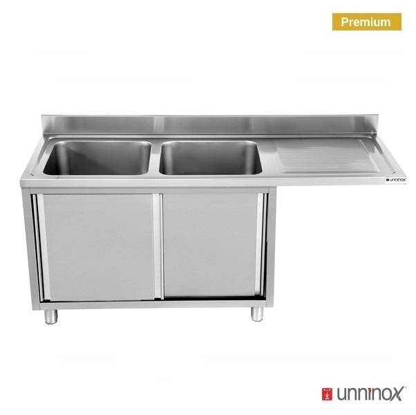 Dishwasher sink unit 200x70xH85 2 BAC gauche - Unninox