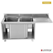 Dishwasher sink unit 160x70xH85 2 BAC gauche - Unninox - image 2