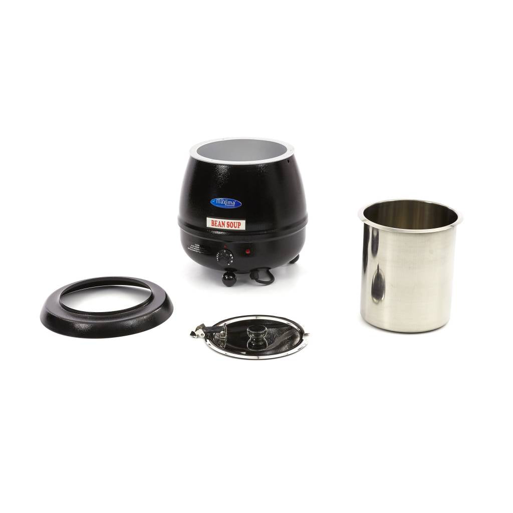 Marmite à soupe Maxima de 10L avec pot intérieur amovible et encoche pour louche, conçue pour la cuisine professionnelle.