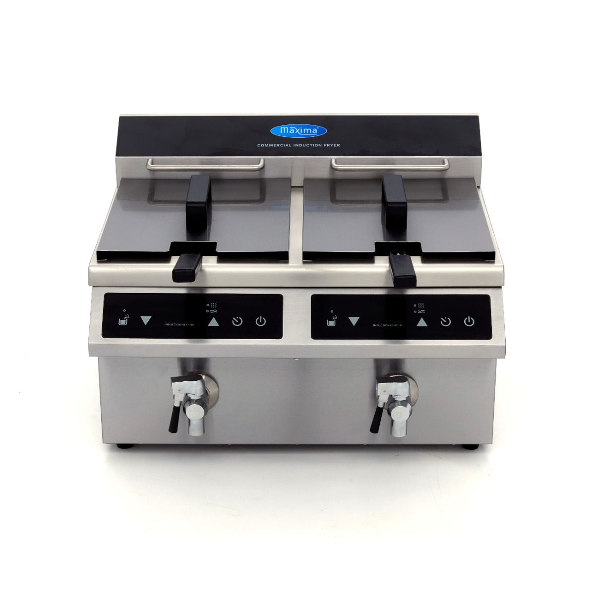 Friteuse - 2 x 8 L - 2 paniers - induction - avec robinet de vidange